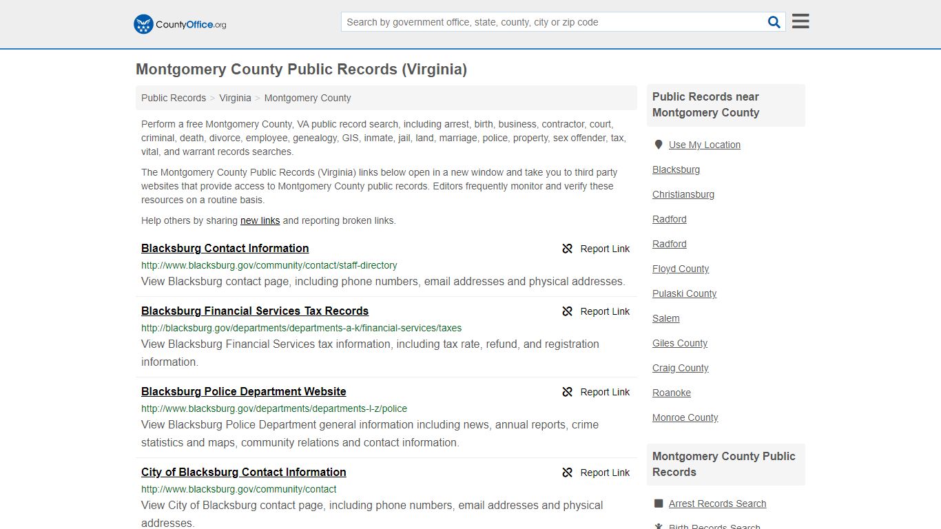 Public Records - Montgomery County, VA (Business, Criminal ...